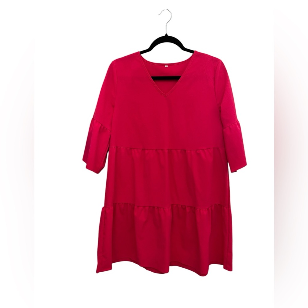Pink V-Neck Dress